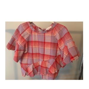 Cinq a sept plaid top